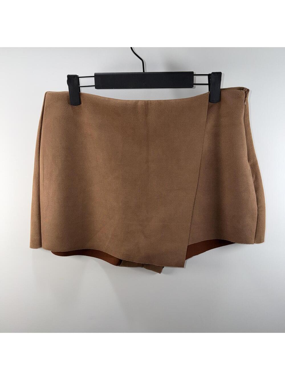 Tan Faux Suede Skort - L